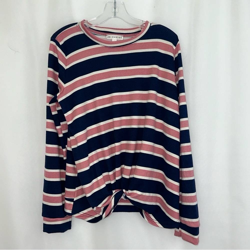 Girl’s Crown of Hearts Striped Sweater Size L